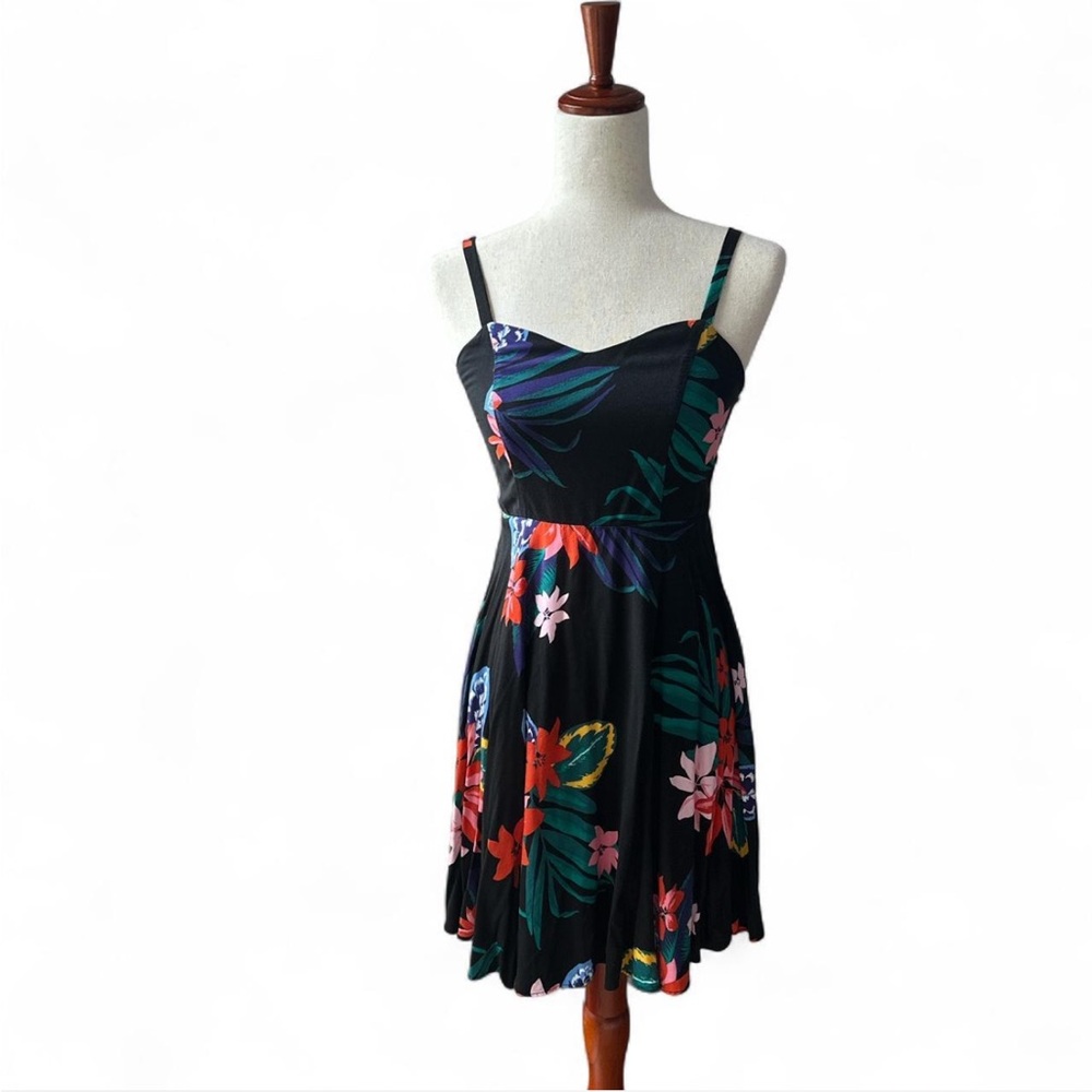 Old Navy black floral A- line dress with adjustable straps